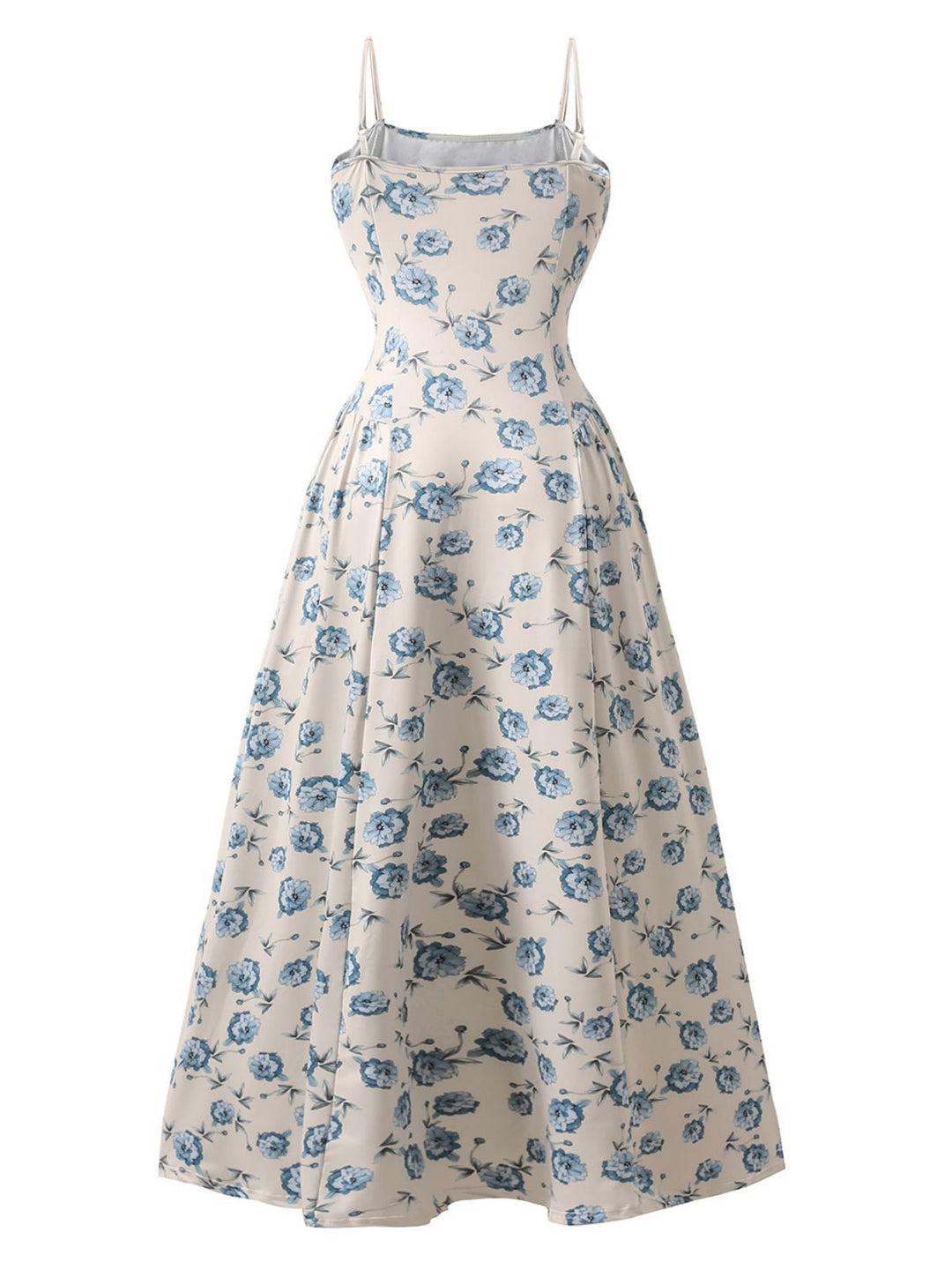 Blue 1930s Floral Spaghetti Strap Maxi Dress - vintage dress, retro fashion