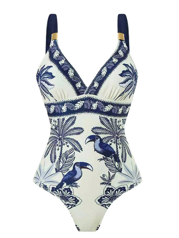 Blue 1930s One Piece Swimsuit