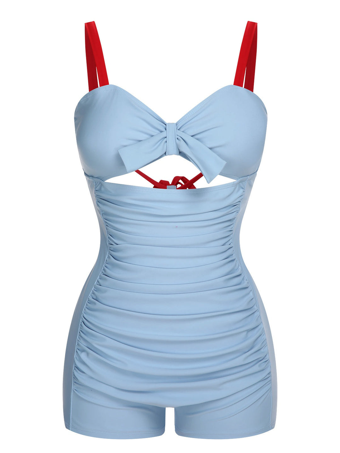 Blue Folds Back Strap One-Piece Swimsuit, vintage swimsuit, swimwear - perfect for women who love vintage and retro fashion