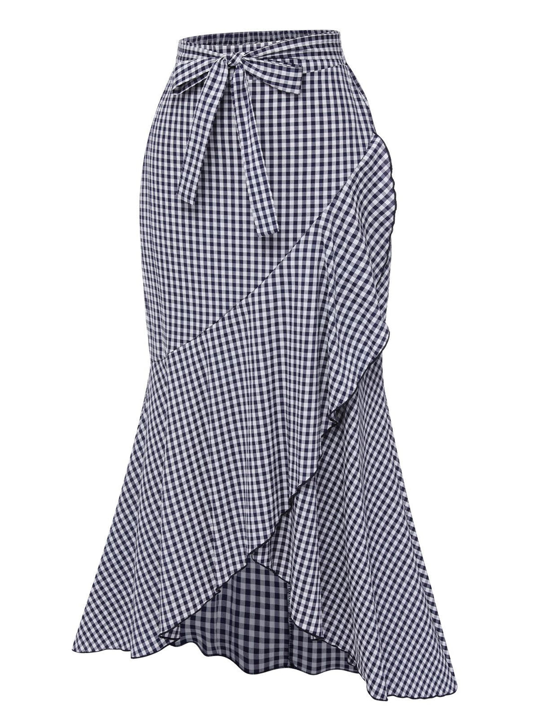 Blue 1930s Plaid Fishtail Skirt, vintage skirt, retro style - perfect for women who love vintage and retro fashion