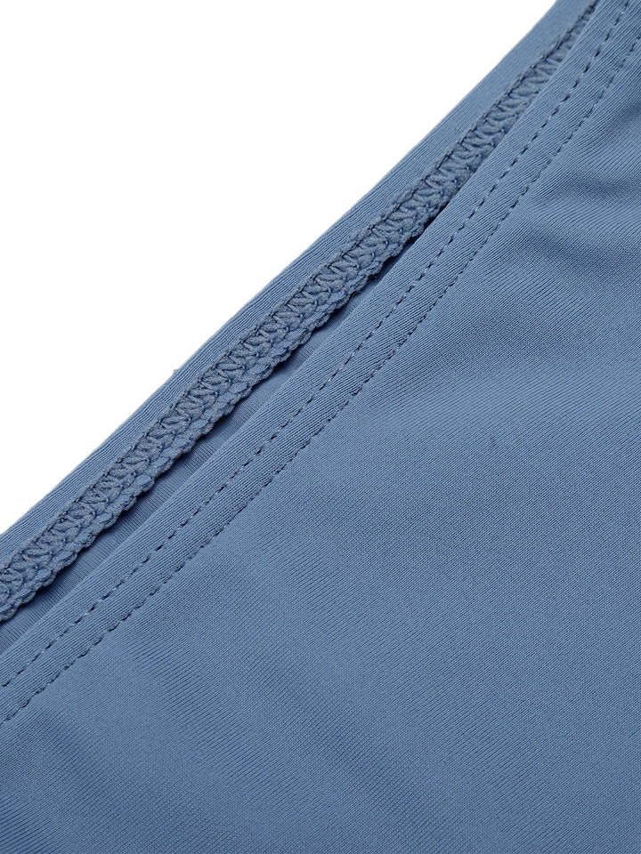 Blue 1930s Solid Buttoned Bandeau Swimsuit, vintage swimsuit, pin-up swimwear - perfect for women who love vintage and retro fashion