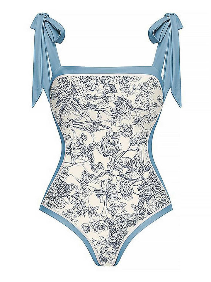 Blue 1930s Straps Reversible Swimsuit: 1930s Riviera elegance, reimagined for her