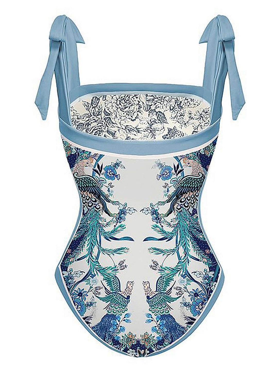 Blue 1930s Straps Reversible Swimsuit — 1930s poolside glamour meets sun-drenched confidence