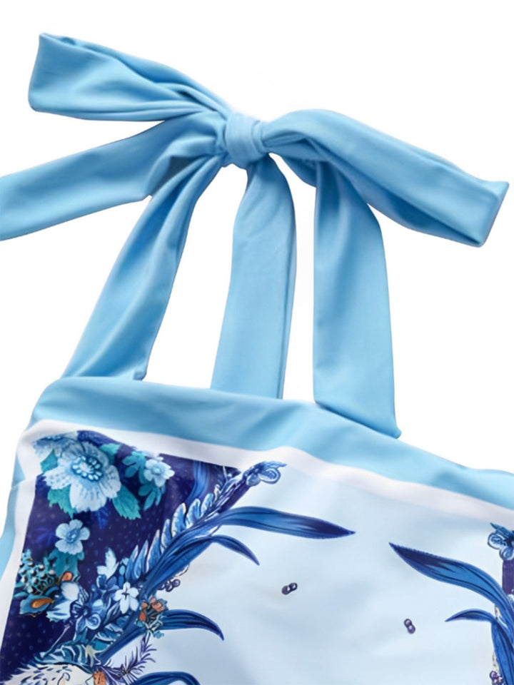 Blue 1930s Straps Reversible Swimsuit: 1930s Riviera elegance, reimagined for her