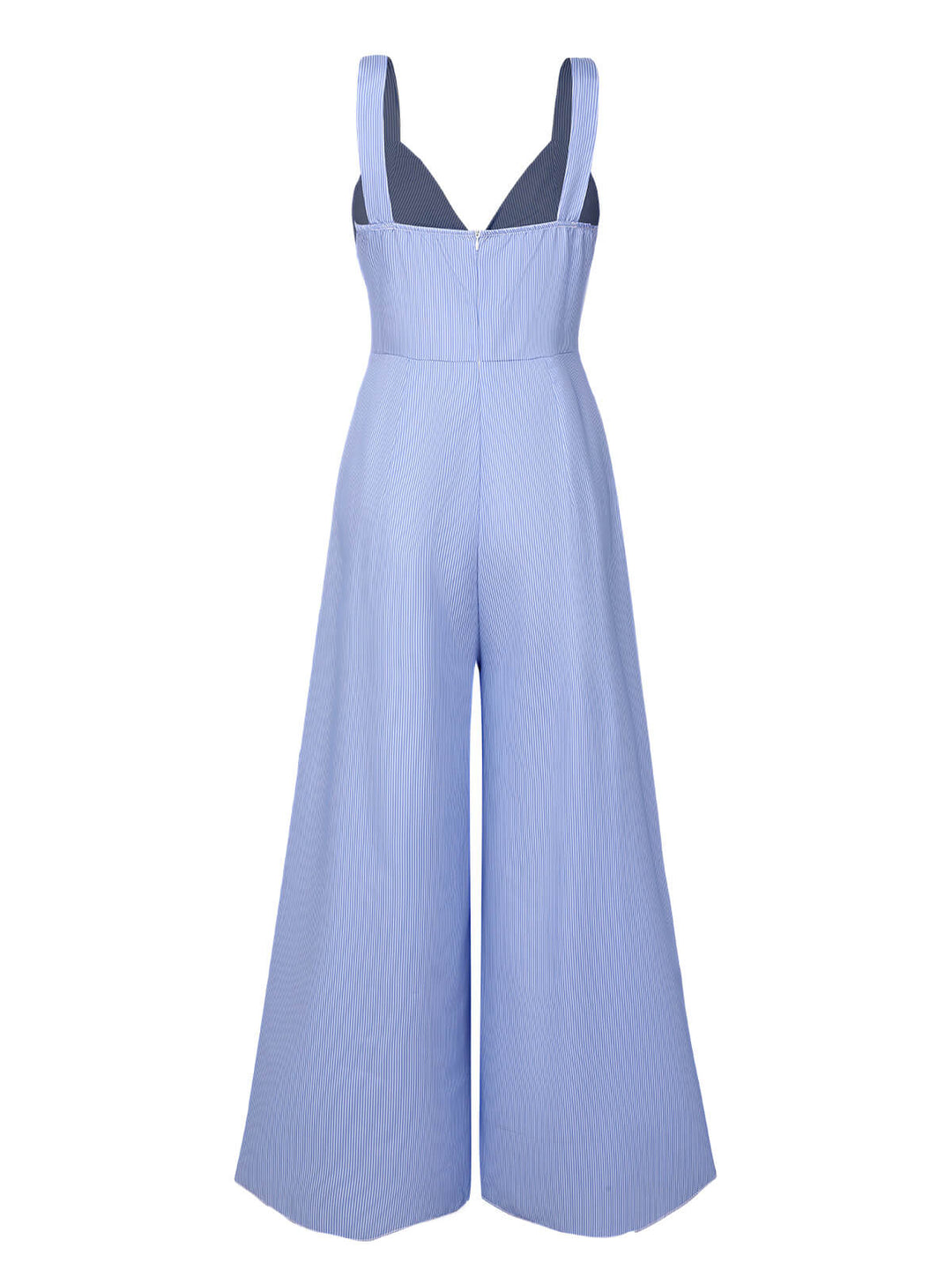 Blue 1930s Stripe Cutout Wide Strap Jumpsuit, vintage romper, retro jumpsuit - perfect for women who love vintage and retro fashion