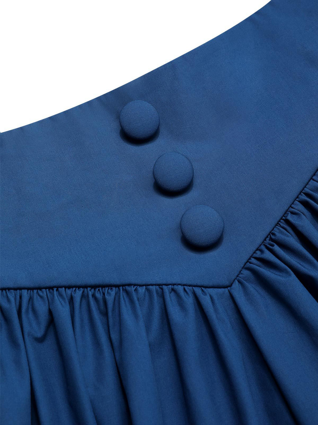 2PCS 1940s Cotton Cream V-Neck Top &amp; Blue Pleated Skirt: a 1940s classic that whispers rather than shouts