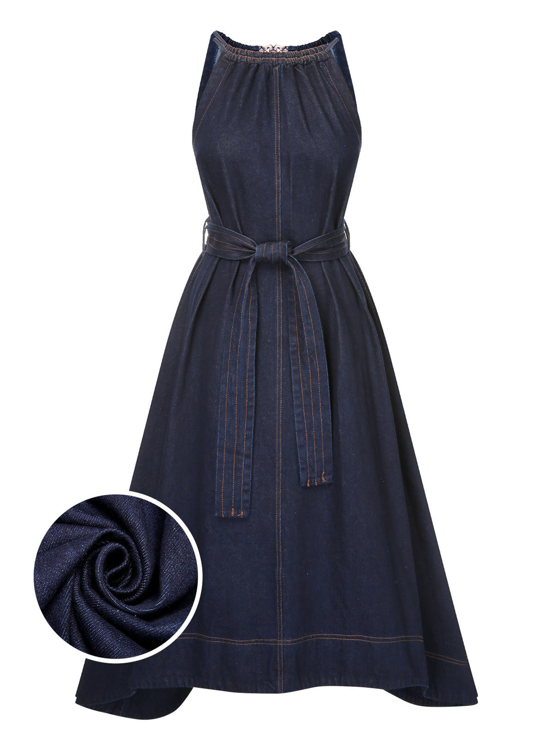 Blue 1940s Denim Tie Back Dress, vintage dress, retro fashion - perfect for women who love vintage and retro fashion