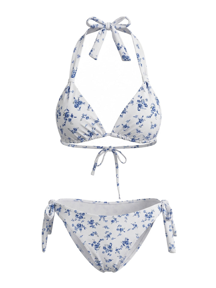 Blue Vintage High Waist Bikini Set, vintage swimsuit, swimwear - perfect for women who love vintage and retro fashion
