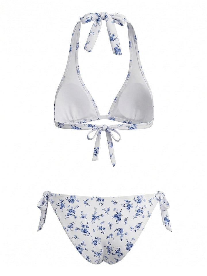 Blue Vintage High Waist Bikini Set, vintage swimsuit, swimwear - perfect for women who love vintage and retro fashion