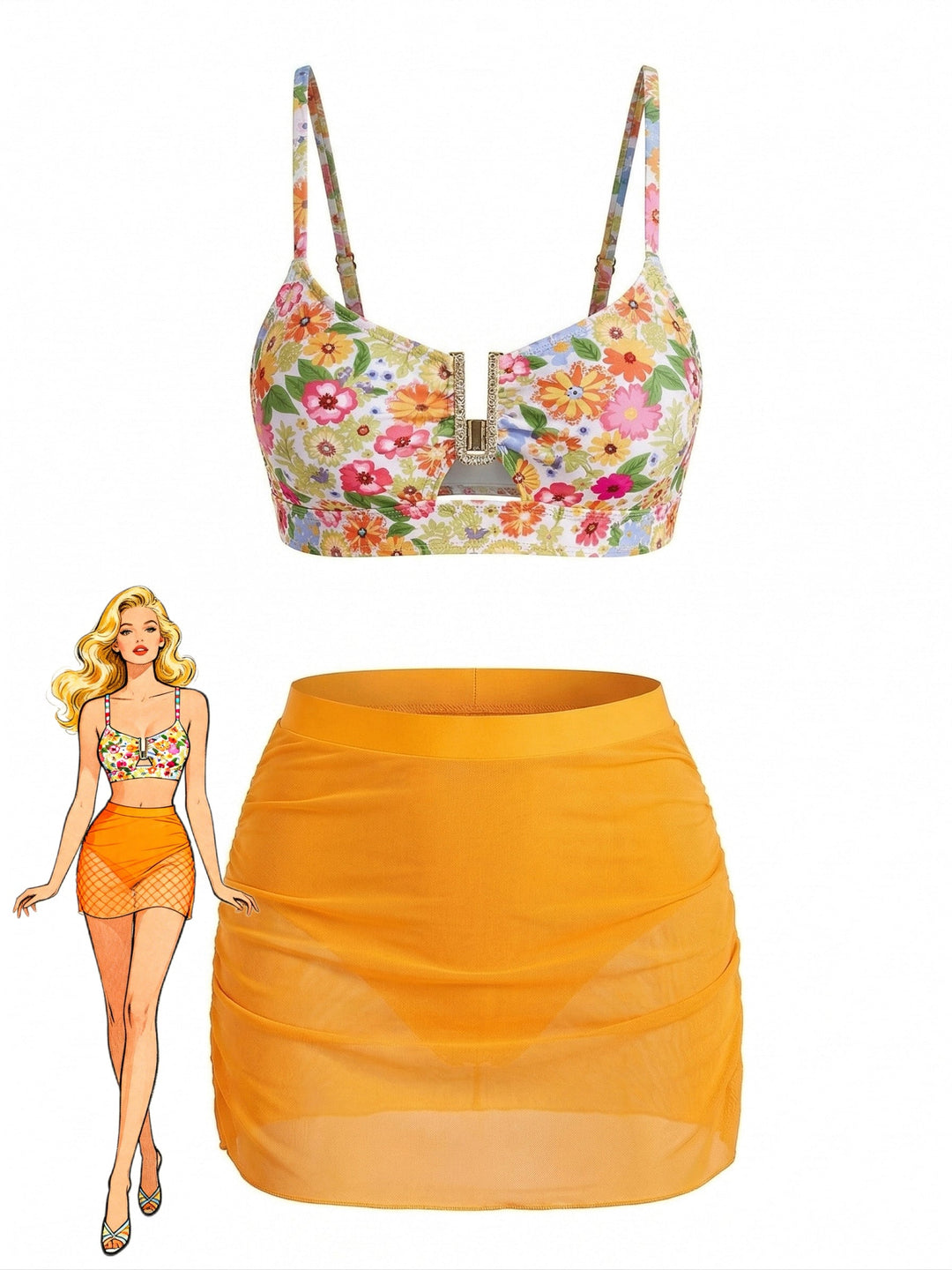 Blue High Waist Bikini Set, vintage swimsuit, swimwear - perfect for women who love vintage and retro fashion