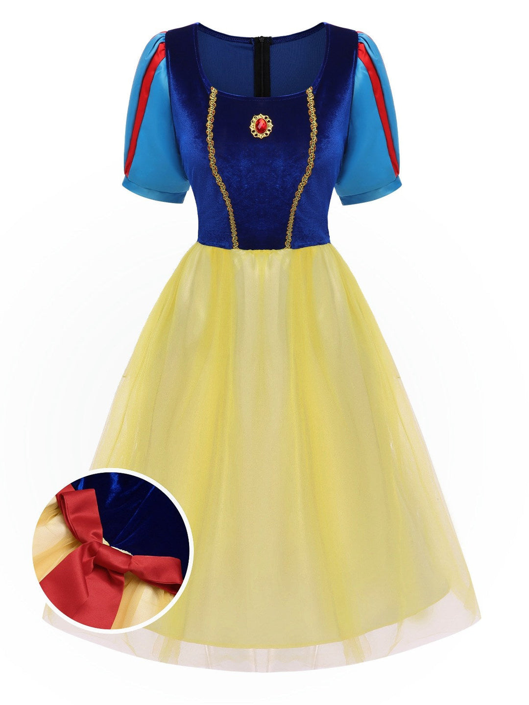 She slips into this Blue 1940s Snow White Style Mesh Dress and suddenly it&