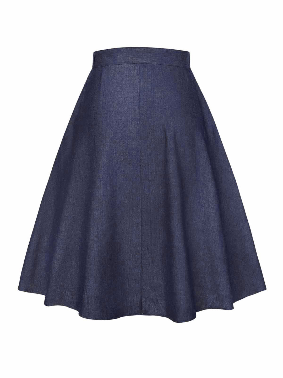 Blue 1940s Solid Button Skirt WIth Belt - vintage skirt, retro style