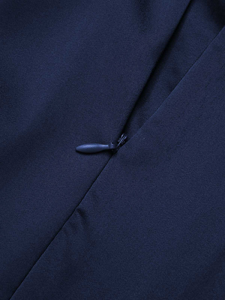 Blue 1940s Solid Short Sleeves Lapel Dress: timeless style reimagined