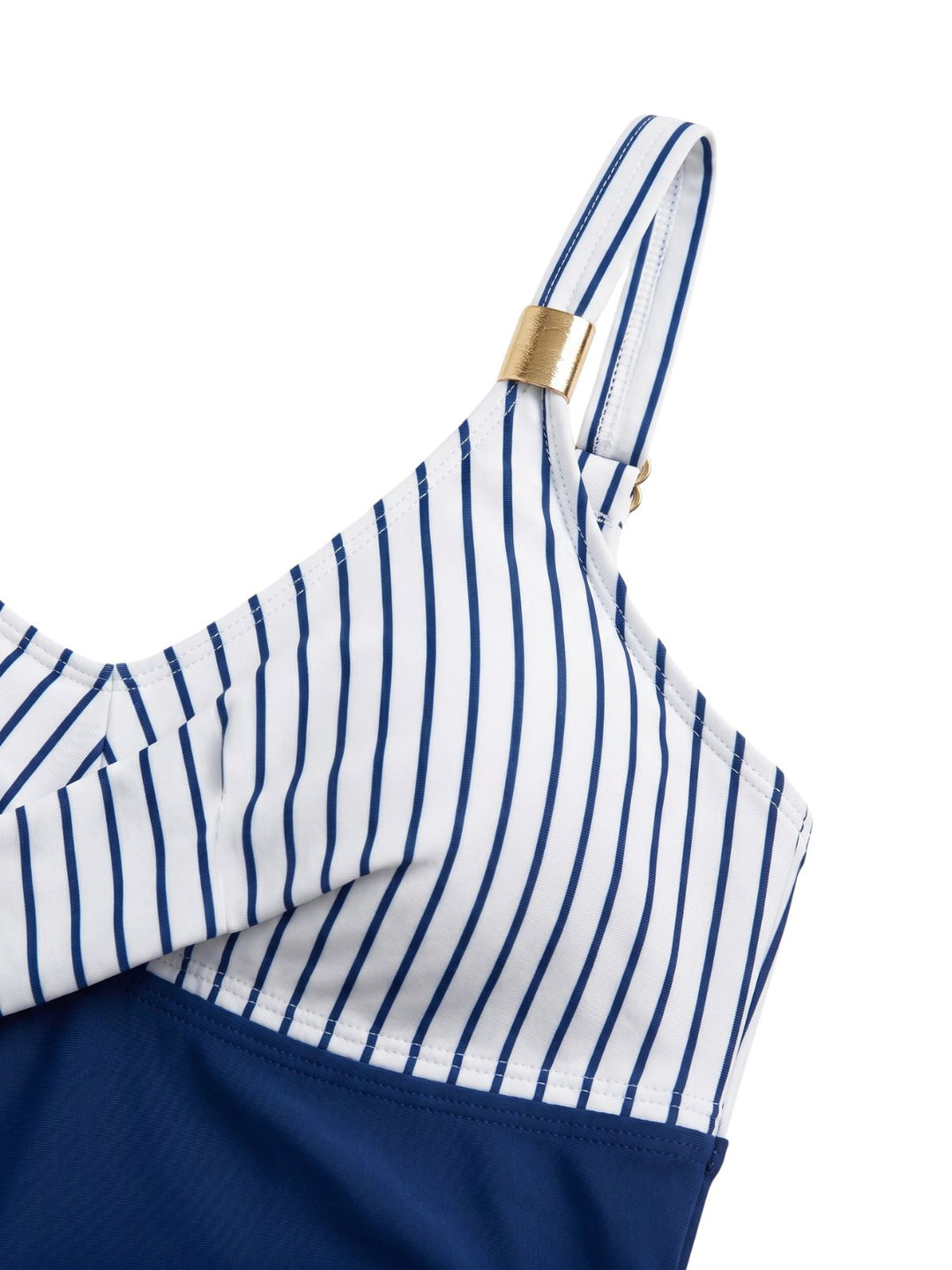 Blue Striped Ruched Tummy-Control Swimsuit - vintage swimsuit, swimwear for vintage lovers