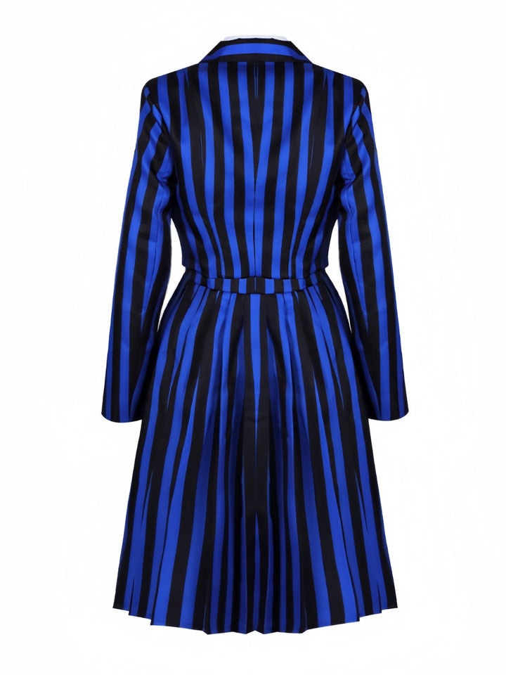 Blue 1940s Striped Wednesday Enid Uniform Set - vintage fashion, retro style