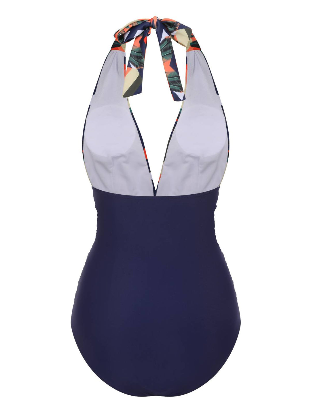 Blue 1940s Tropical Deep-V Halter Swimsuit, vintage swimsuit, pin-up swimwear - perfect for women who love vintage and retro fashion
