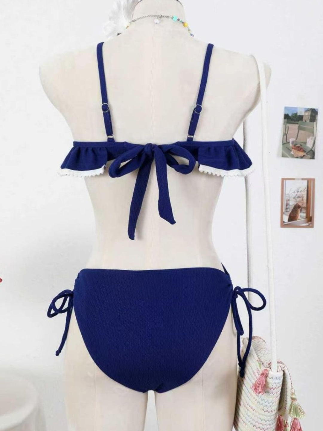 Blue Seashell Pendant Ruffle One-Piece Swimsuit - vintage swimsuit, swimwear for vintage lovers