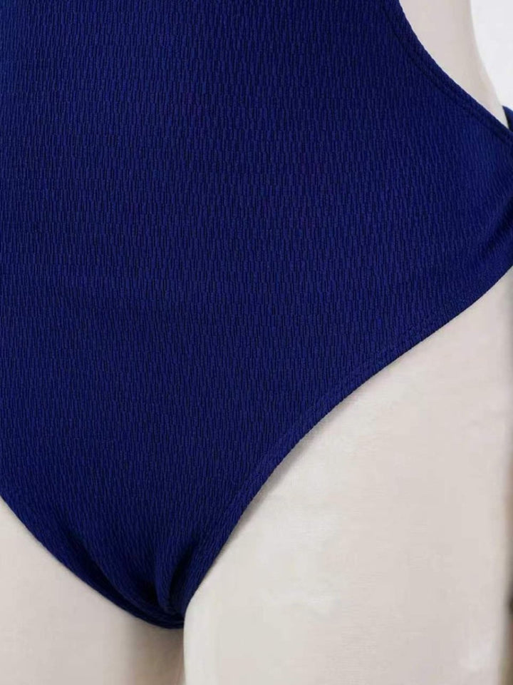 Blue Seashell Pendant Ruffle One-Piece Swimsuit - vintage swimsuit, swimwear for vintage lovers