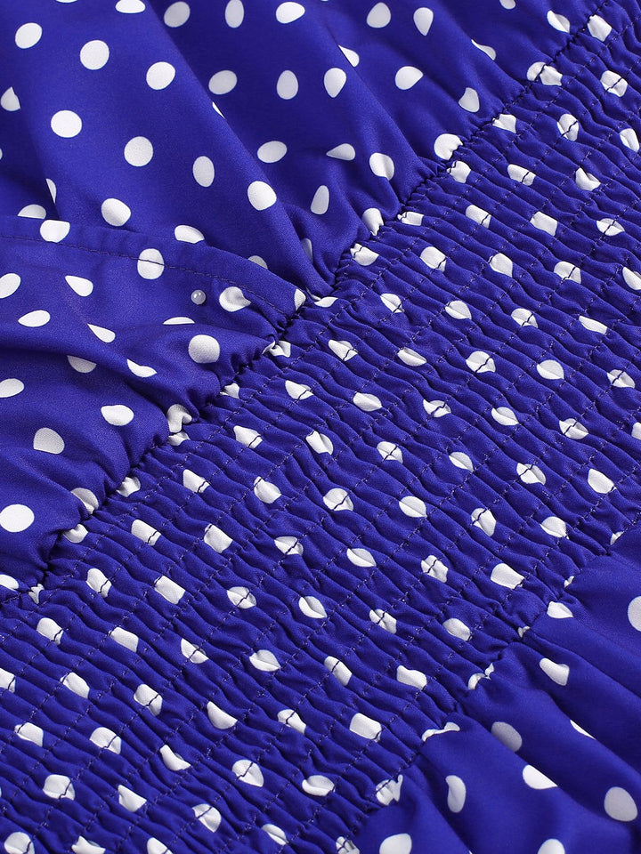 Blue 1940s V-Neck Polka Dots Romper — 1940s style that transcends decades