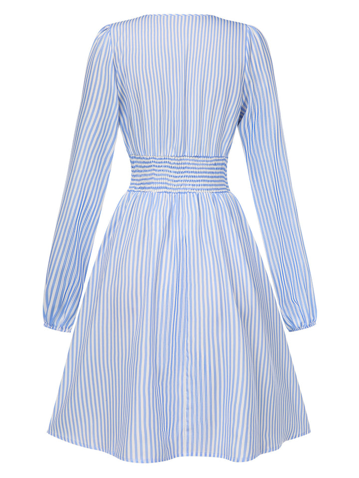1940s VNeck Stripes Long Sleeve | 1940s | vintage dress, retro fashion