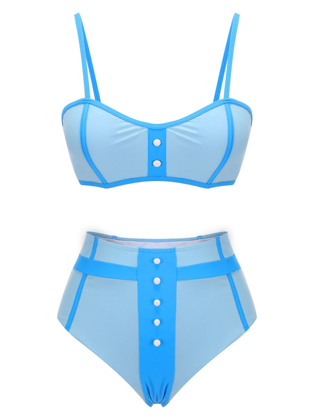 Blue 1950s Button Patchwork Swimsuit, vintage swimsuit, pin-up swimwear - perfect for women who love vintage and retro fashion