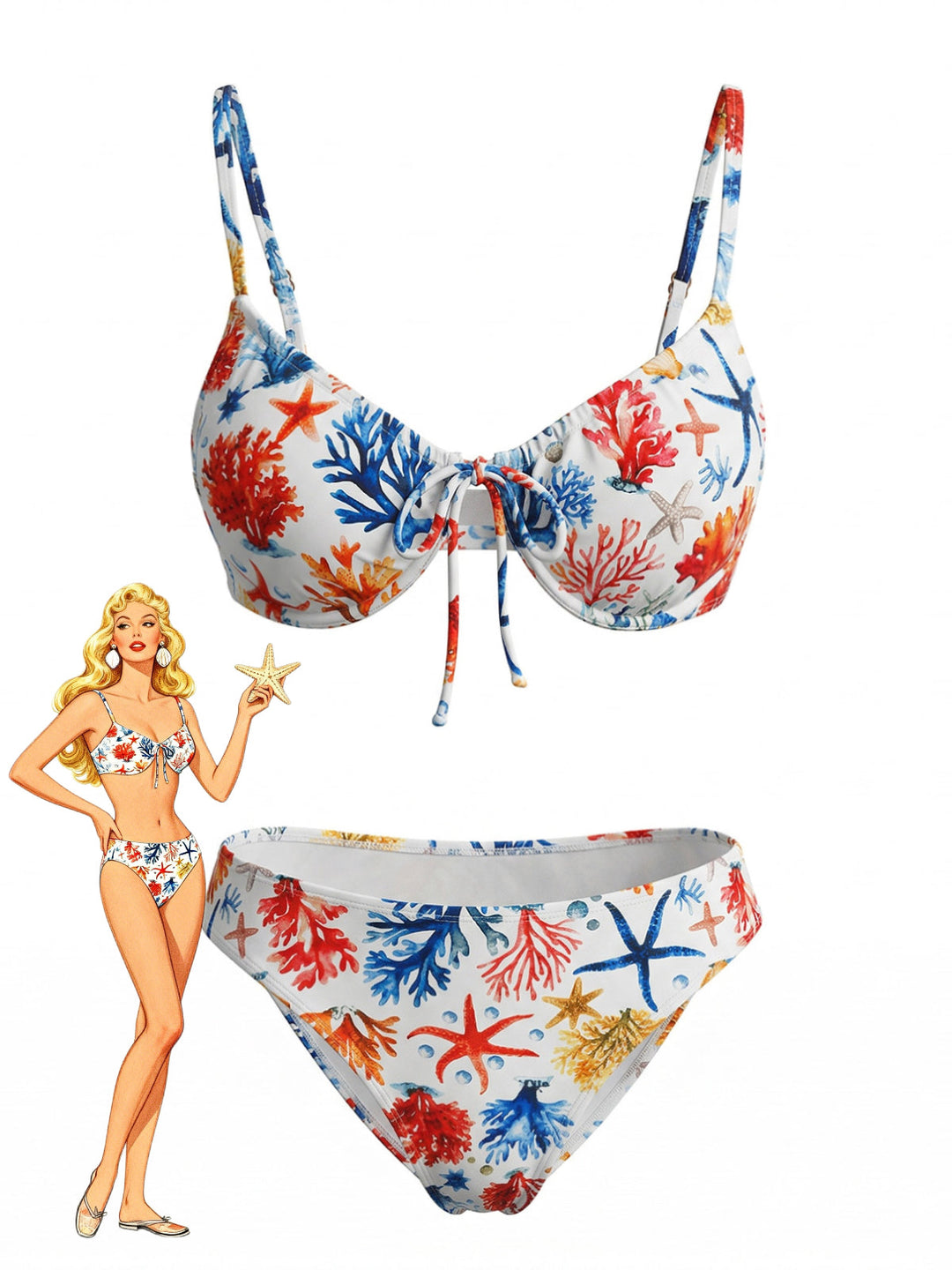 Blue Print Two Piece Bikini Set 2