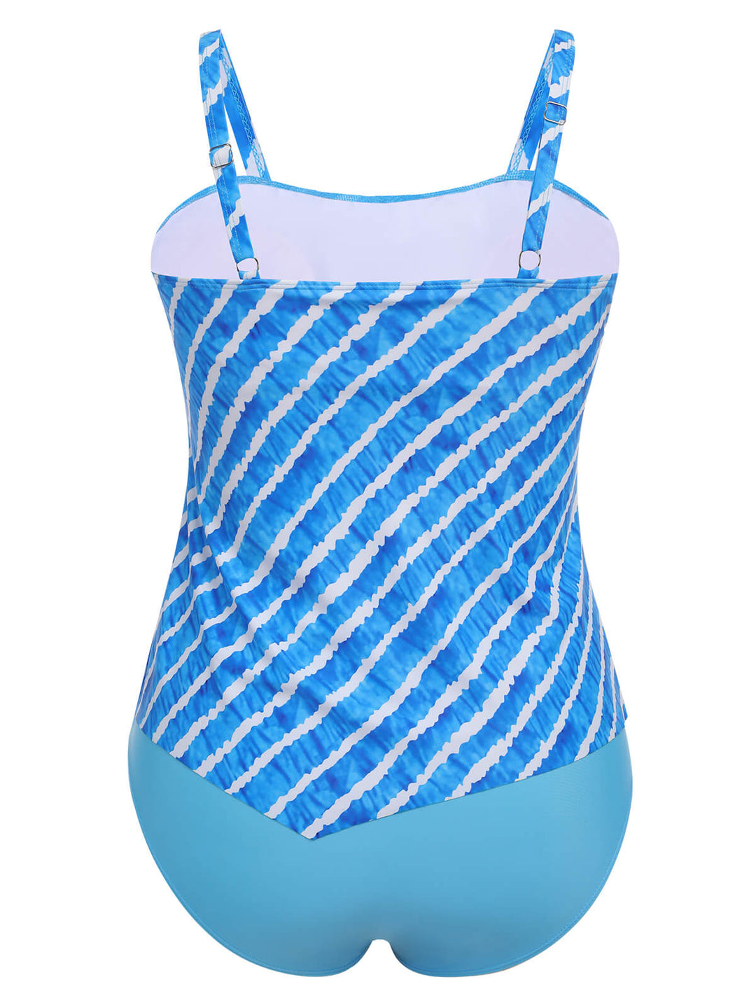 This Blue 1950s Diagonal Stripe Swimsuit carries 1950s vacation dreams in every stitch