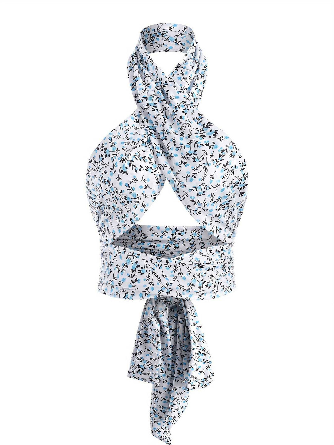 She pairs this Blue 1950s Ditsy Floral Lace-Up Crop Camisole with confidence and 1950s charm