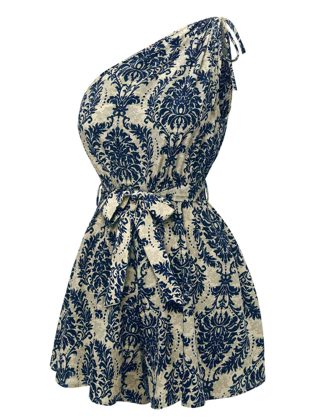 Blue 1950s Floral Print One Shoulder Romper, vintage romper, retro jumpsuit - perfect for women who love vintage and retro fashion