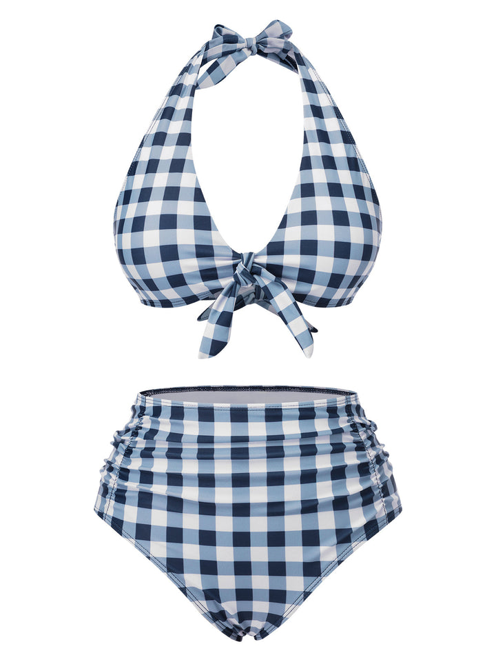 1950s Halter HighWaist Plaids Swimsuit | 1950s | vintage swimsuit, retro beachwear