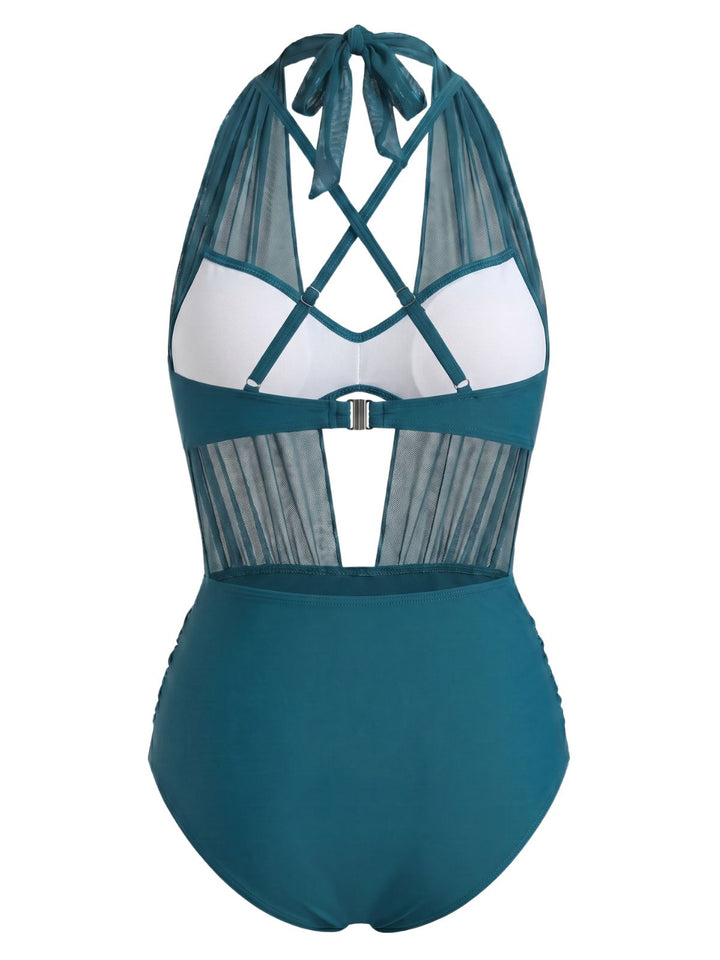 Blue High Waist Beach Bikini Set, vintage swimsuit, swimwear - perfect for women who love vintage and retro fashion