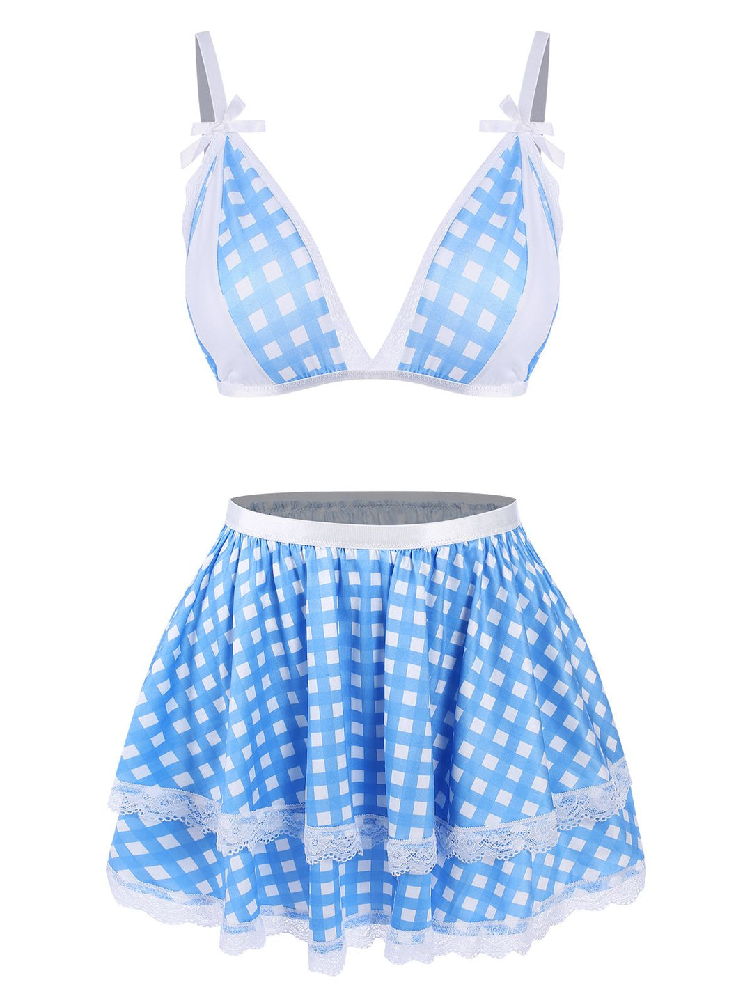 She finds her story in this Blue Pin Check Straps Pajama