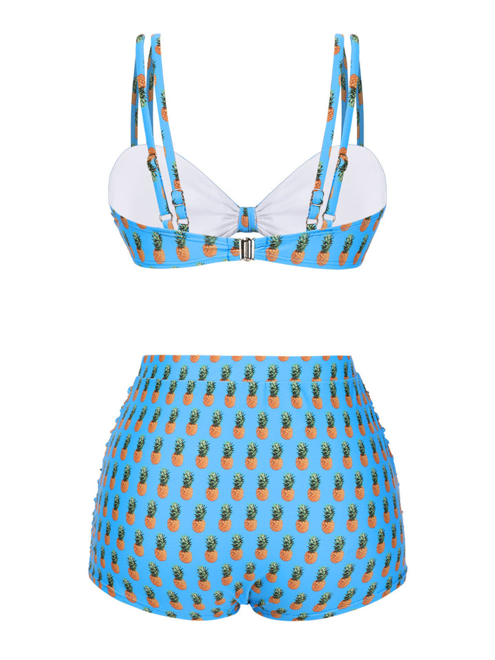 Blue Pineapple Strap Bow Swimsuit — because glamour never goes out of style
