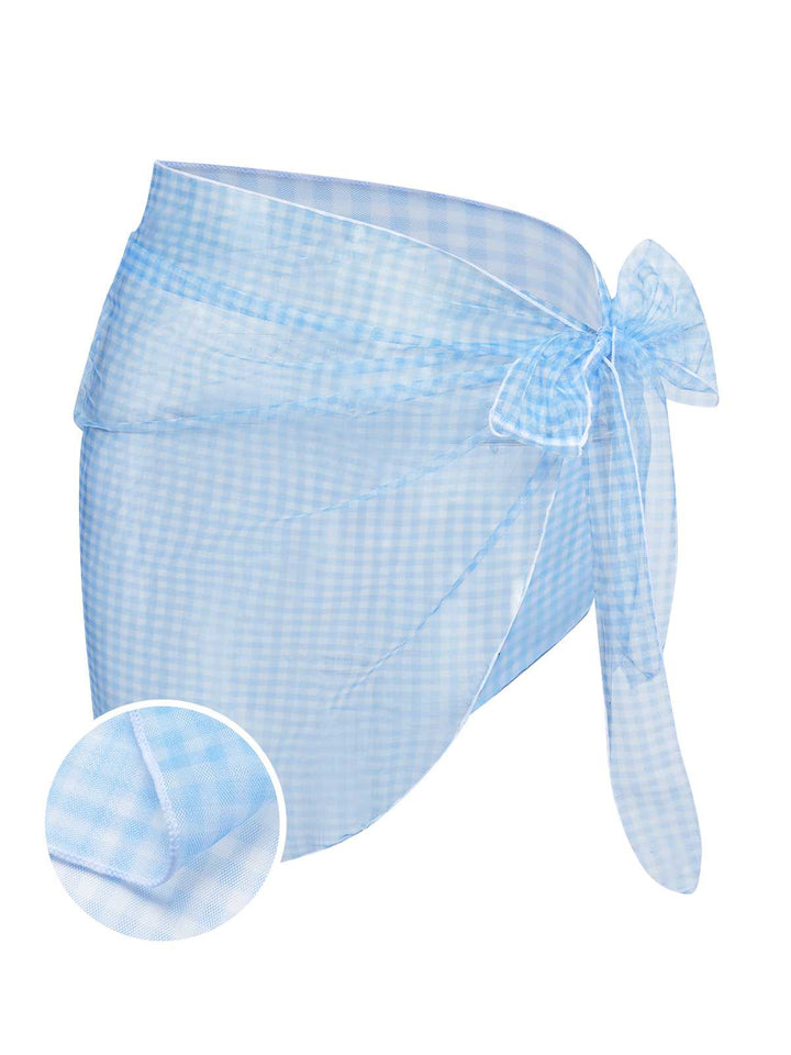 She finds her 1950s story in this Blue 1950s Plaids Mesh Cover-Up