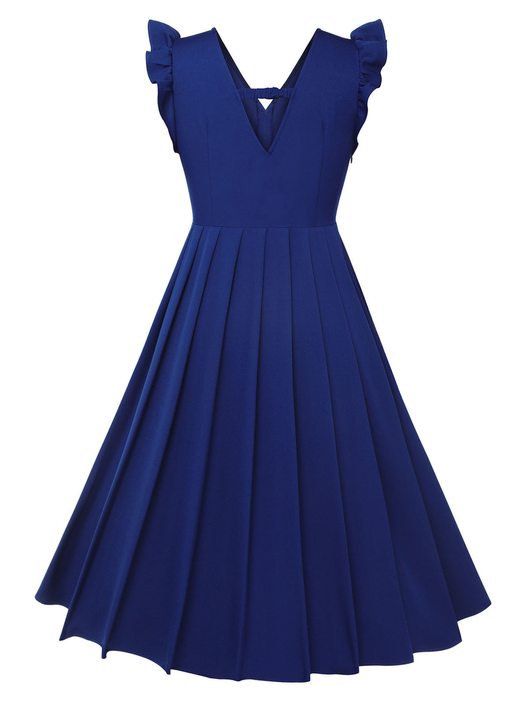 Blue 1950s Pleated Ruffles Vest Dress, vintage dress, retro fashion, rockabilly, pin-up fashion - perfect for women who love vintage and retro fashion
