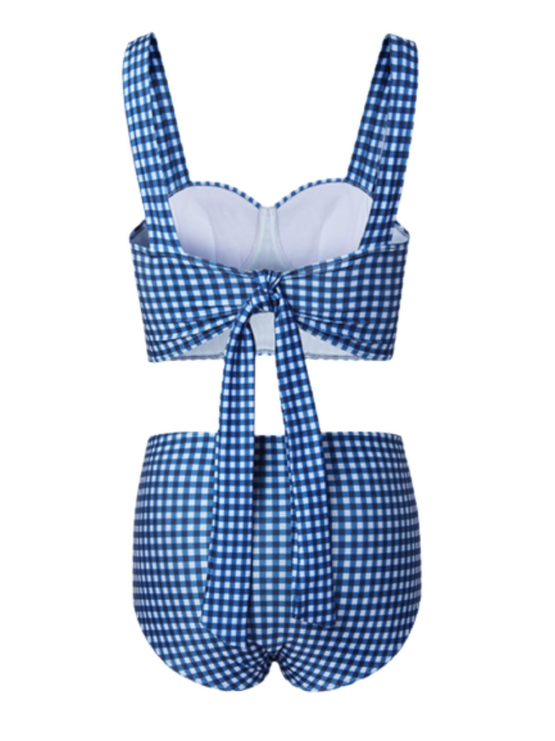 Blue Retro Plaid Strap Bikini Set - vintage fashion, retro style
