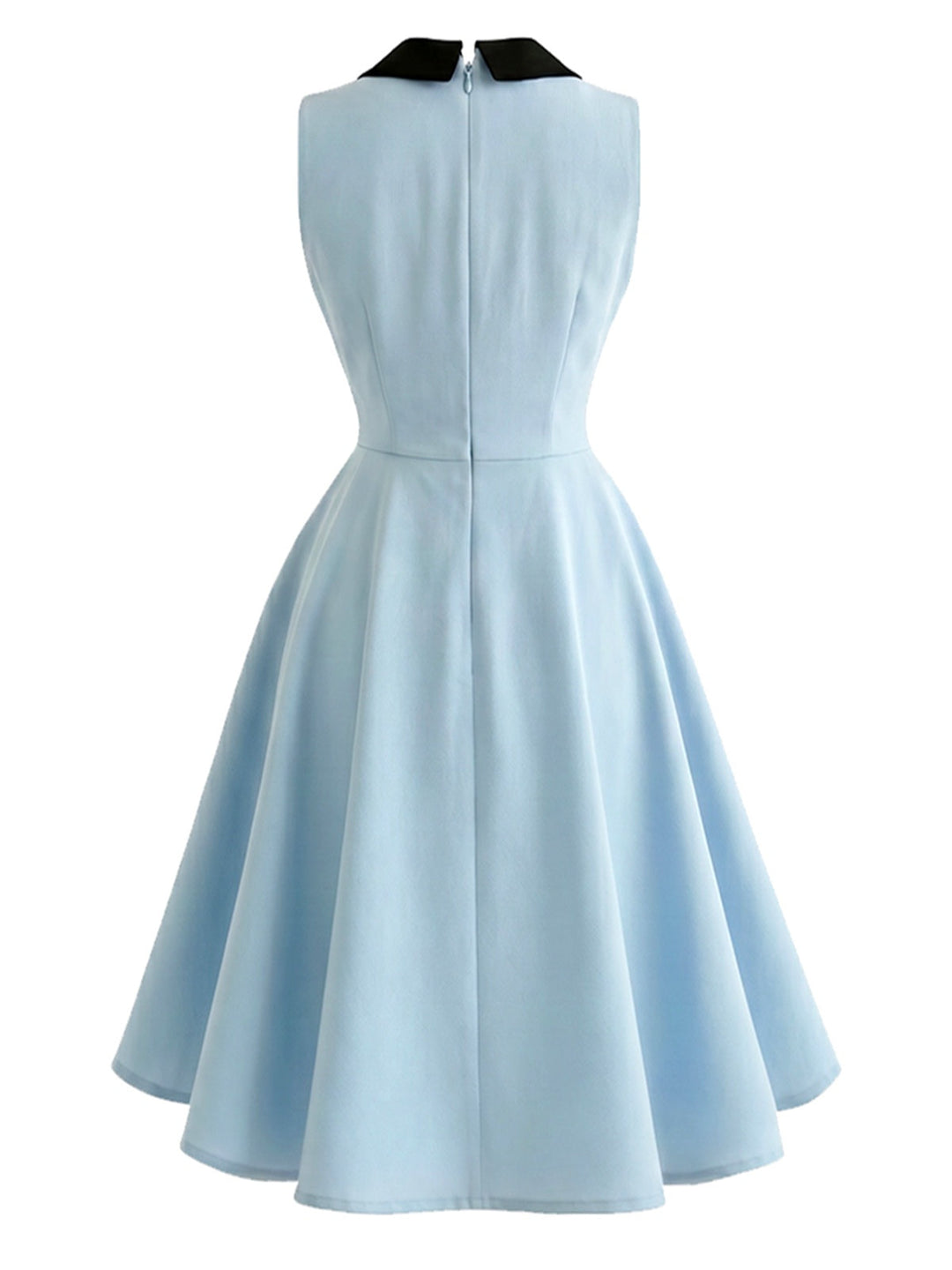 Blue 1950s Sleeveless Bow Tie Collar Dress with Pockets, vintage dress, retro fashion, rockabilly, pin-up fashion - vintage inspired fashion