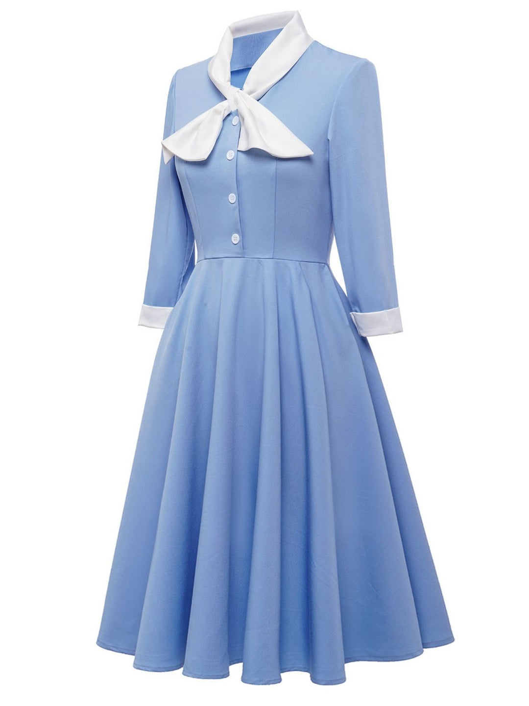 Blue 1950s Solid Button Swing Dress — vintage elegance for the modern woman