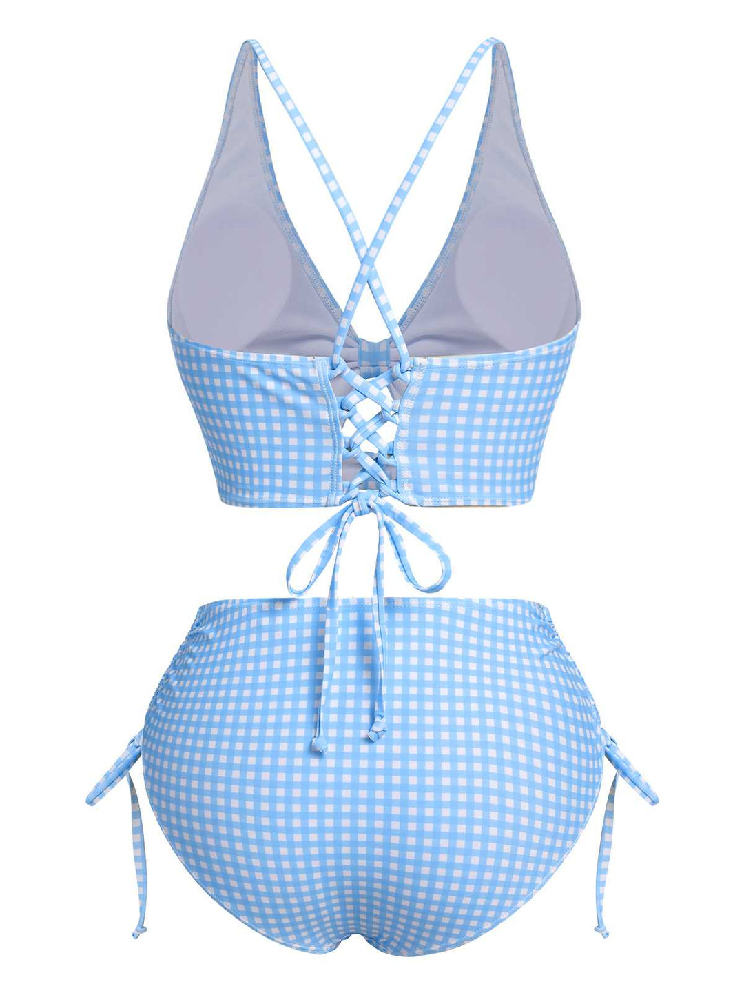 Blue 1950s Spaghetti Strap Plaids Swimsuit — because 1950s glamour never goes out of style