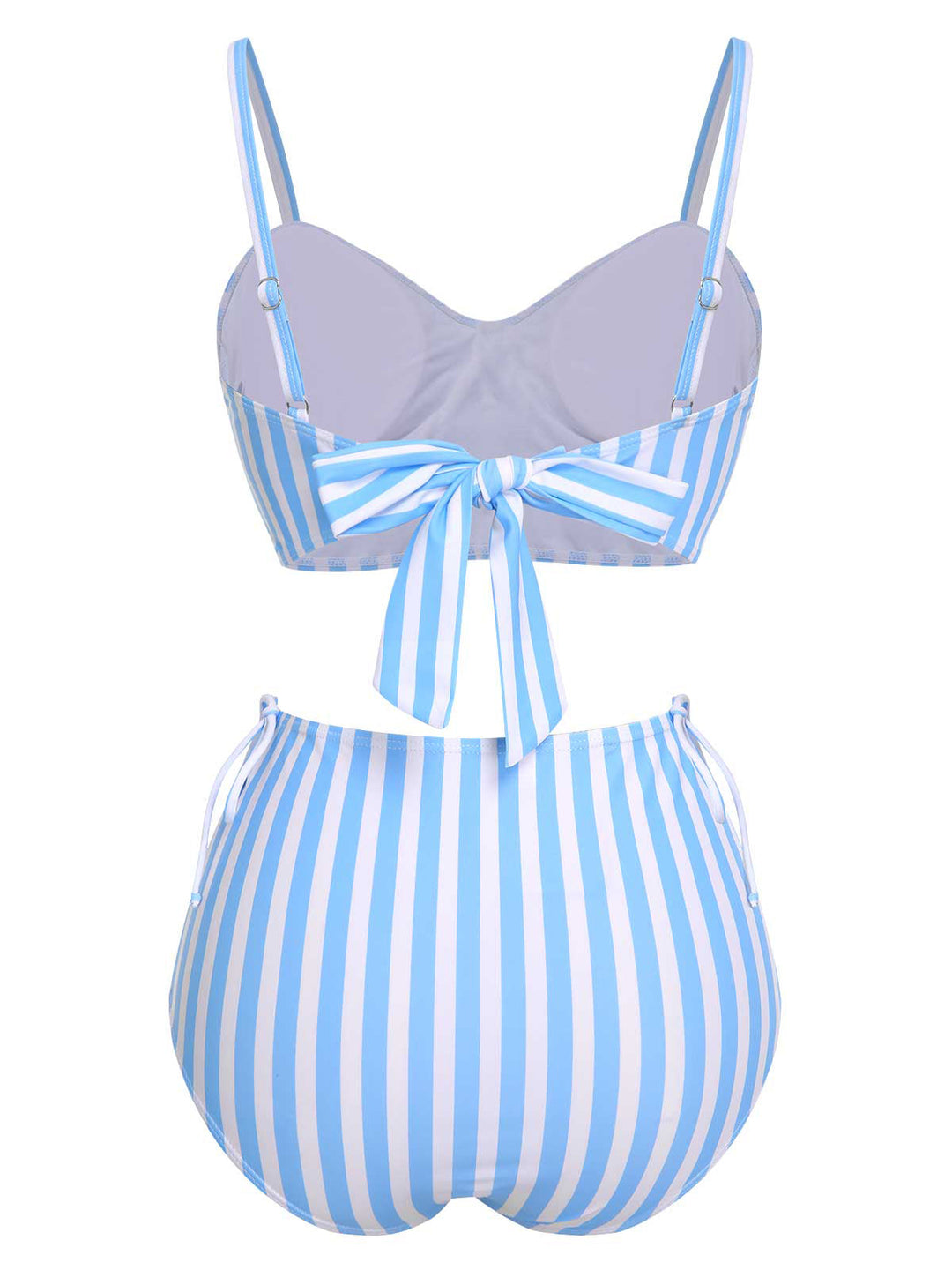 Blue 1950s Striped Heart Button Swimsuit, vintage swimsuit, pin-up swimwear - perfect for women who love vintage and retro fashion