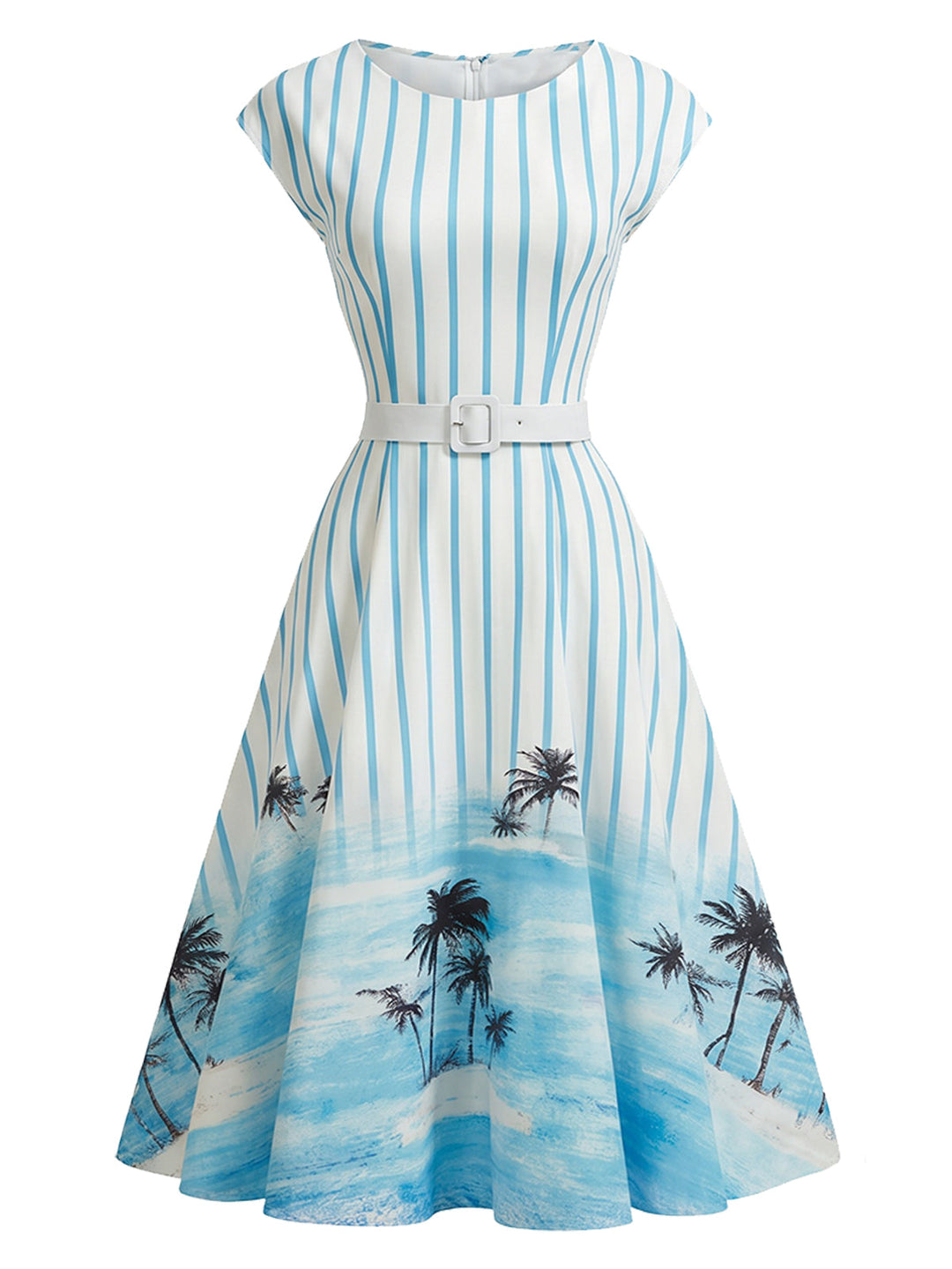 [Pre-Sale] Light Blue 1950s Striped Bow Dress 2