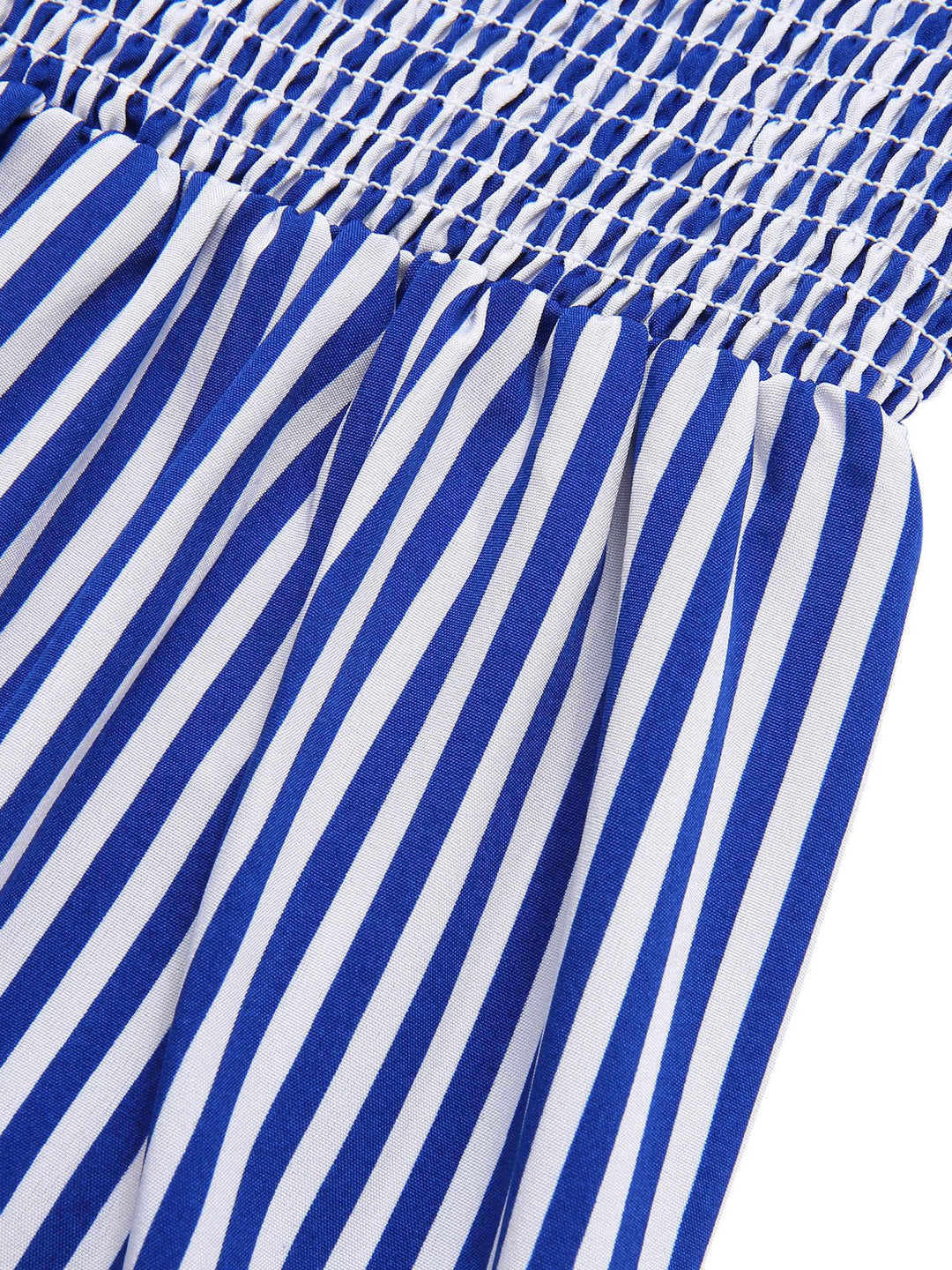 Blue 1950s Striped Raglan Square Neck Smocked Dress, vintage dress, retro fashion, rockabilly, pin-up fashion - perfect for women who love vintage and retro fashion