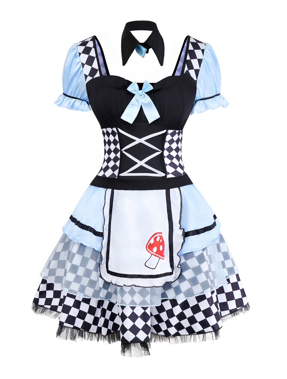 Blue 1960s Alice Puff Sleeve Apron Dress - vintage dress, retro fashion