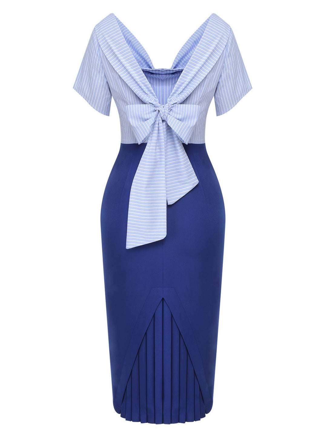 Blue 1960s Cowl Striped Lace-Up Wrap Dress, vintage dress, retro fashion, lace detail - perfect for women who love vintage and retro fashion