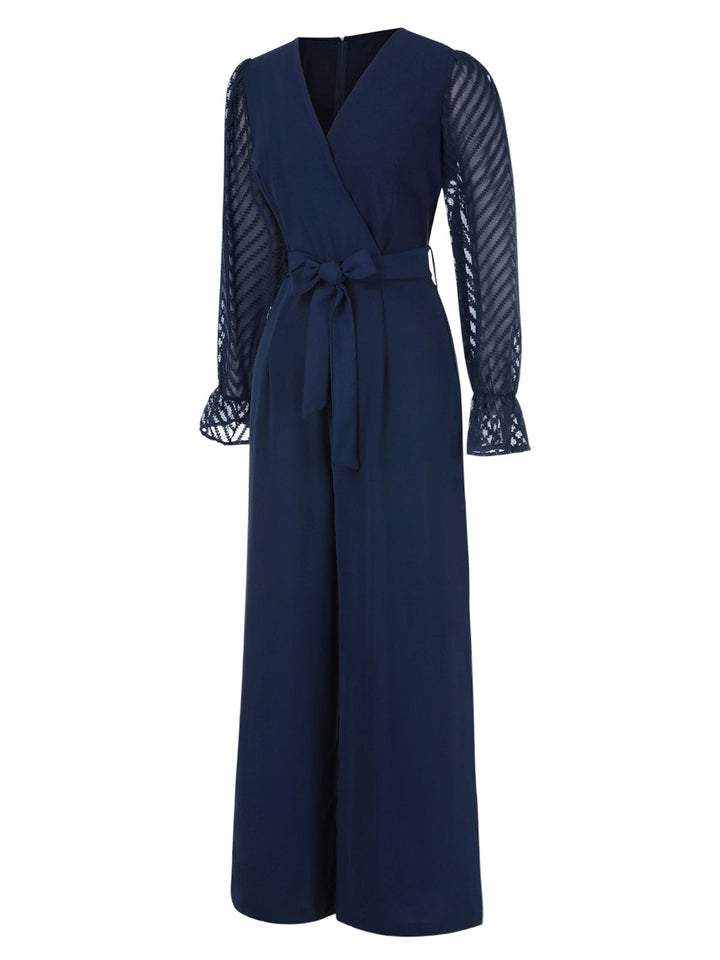 Blue 1960s Curve Stripes Sheer Patchwork Jumpsuit, vintage romper, retro jumpsuit - perfect for women who love vintage and retro fashion