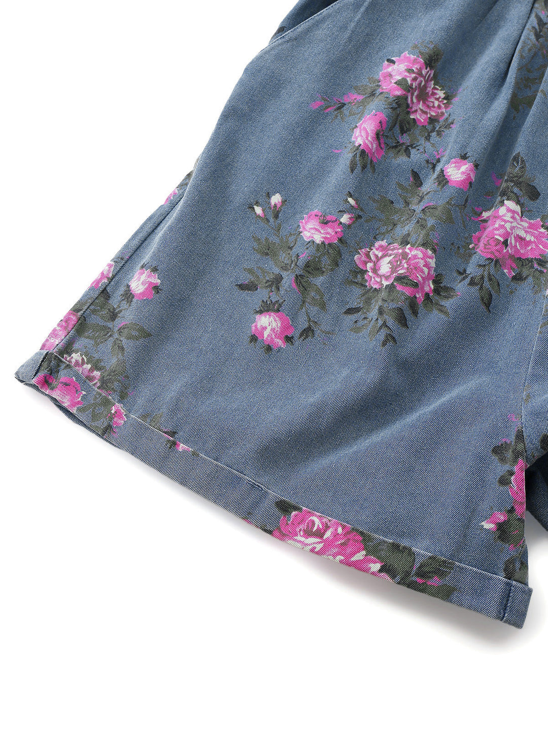 Blue 1960s Denim Floral Pocket Wide Strap Romper | vintage romper, retro jumpsuit, playful style - perfect for retro fashion enthusiasts