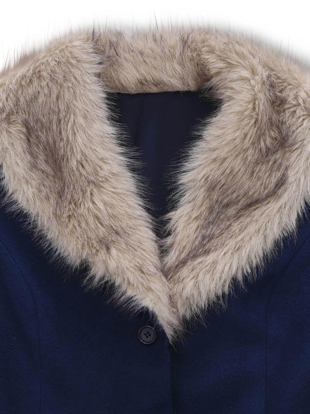 Blue 1960s Faux Fur-Lined Belted Coat - vintage fashion, style
