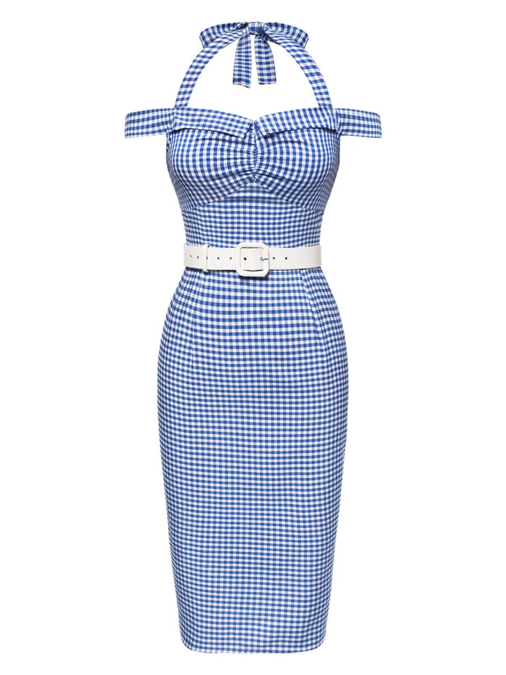 1960s Halter OffShoulder Plaid Pencil | 1960s | vintage dress, retro fashion