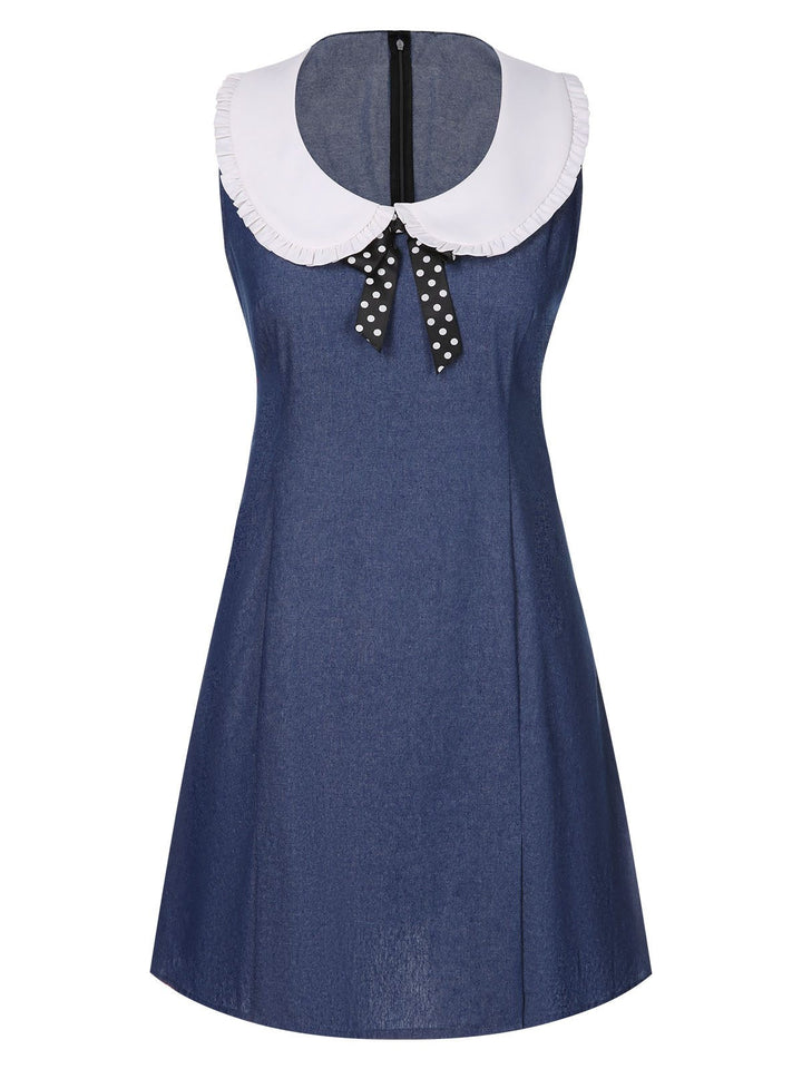 Blue 1960s Peter Pan Collar Denim Dress, vintage dress, retro fashion - perfect for women who love vintage and retro fashion