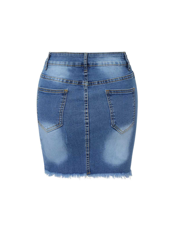 This Blue 1960s Ripped Denim Skirt spins 1960s stories with every step